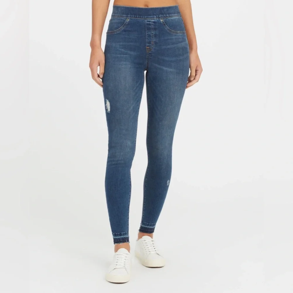 SPANX distressed ankle skinny jeans medium wash NWOT‎ size xs - Picture 3 of 11